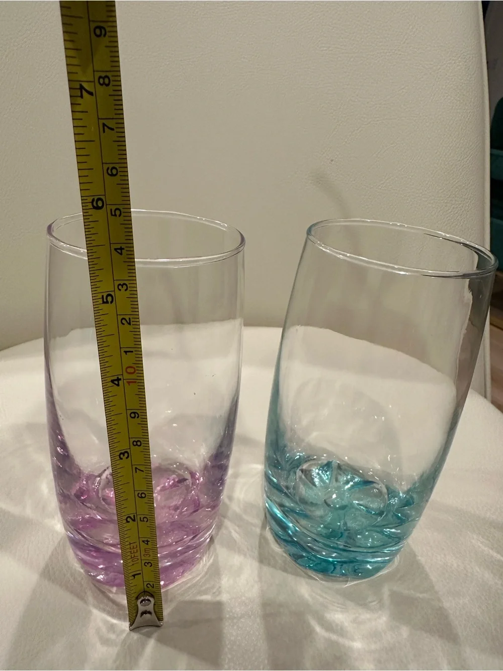 Colored Base Glass Tumbler - purple and Blue (Set of 2)